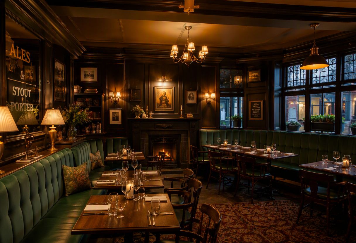 A warm pub interior ready for the evening