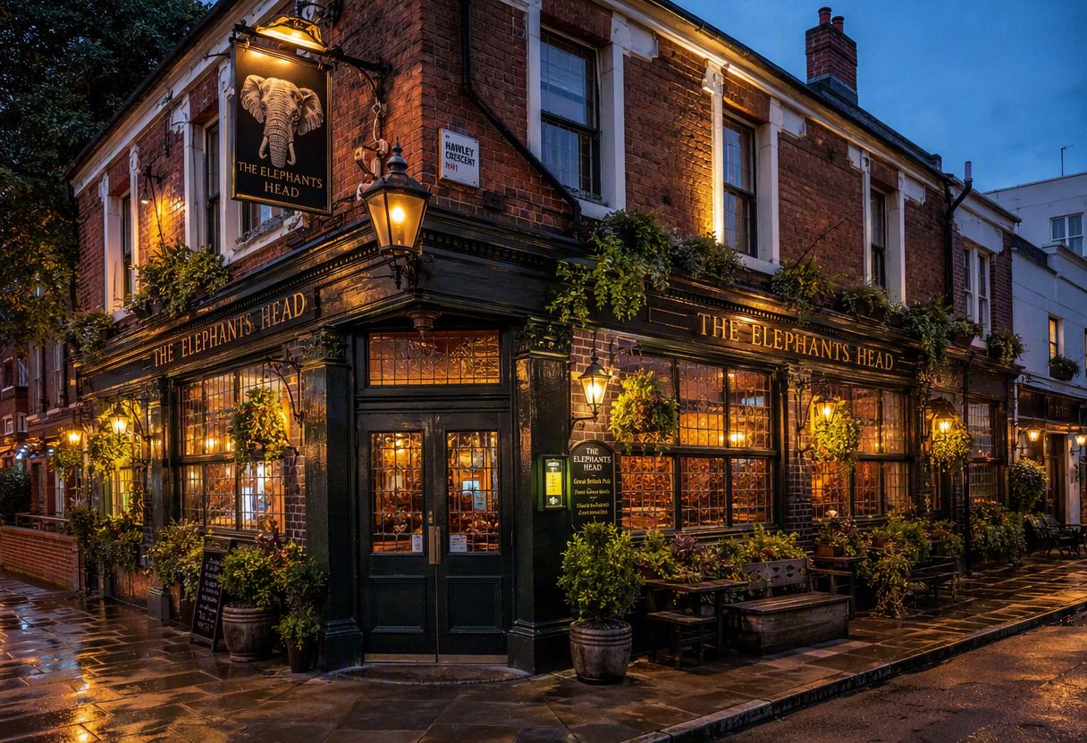 A welcoming public house exterior at dusk